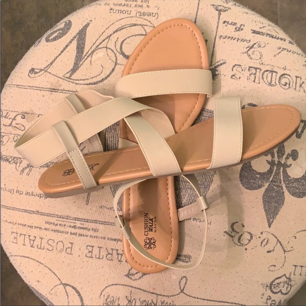 Cream Strappy Cushion Sandals